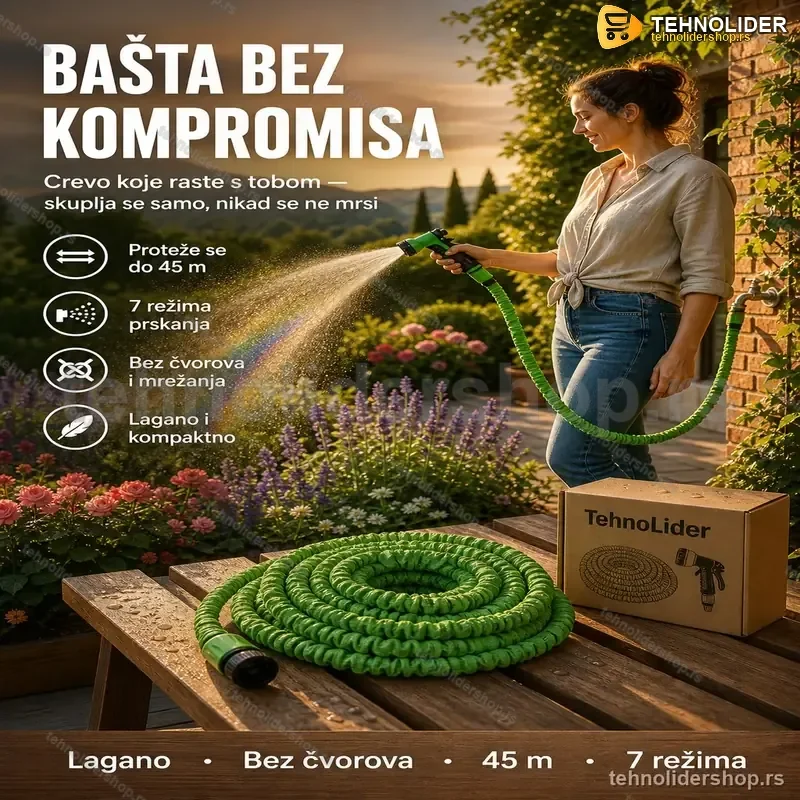 FlexiGarden Rastegljivo Baštensko Crevo sa Prskalicama – 45 m FlexiGarden Rastegljivo Baštensko Crevo sa Prskalicama – 45 m