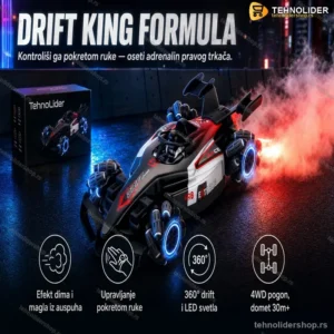 🚀 F1 DRIFT STUNT RC – Formula sa Maglom, Svetlima, Muzikom i Pokretom Ruke (4WD, 360°)