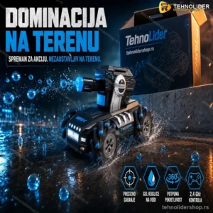 RC Drift Tenk na Vodene Kuglice – 4x4, Upravljanje Pokretom Ruke, 360° Rotacija, LED Efekti