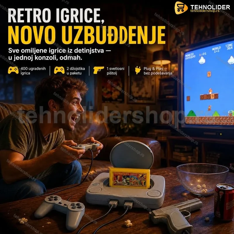 Retro konzola sa pištoljem i UGRAĐENIM igricama Retro konzola sa pištoljem i UGRAĐENIM igricama