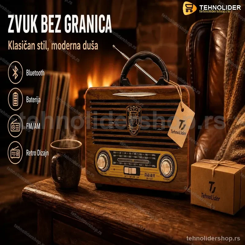 Retro Radio sa Bluetoothom – Bežično Povezivanje i Punjiva Baterija Retro Radio sa Bluetoothom – Bežično Povezivanje i Punjiva Baterija