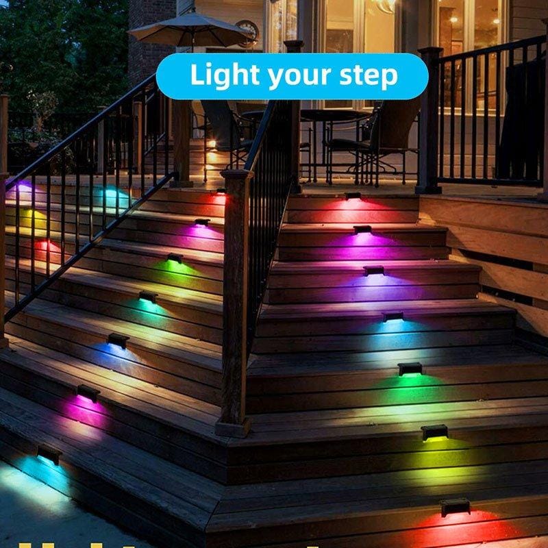 RGB solarne lampe za stepenice i zidove — set 2 kom solarne RGB lampe - prednja strana