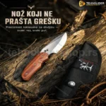 Rocky Mountain lovački nož sa drvenom drškom i futrolom