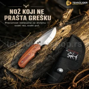 Rocky Mountain lovački nož sa drvenom drškom i futrolom