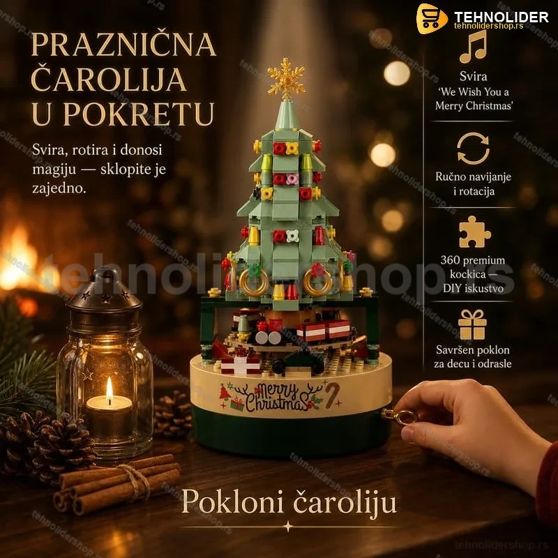 LEGO Rotirajuća Novogodišnja Muzička Jelka – DIY Set od 360 Delova sa Muzikom LEGO Rotirajuća Novogodišnja Muzička Jelka – DIY Set od 360 Delova sa Muzikom