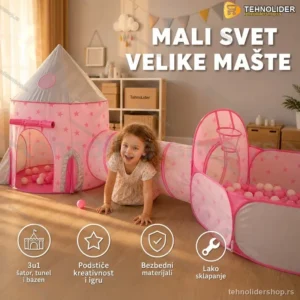 Roze 3 u 1 dečija igraonica – mali svet mašte u jednom setu