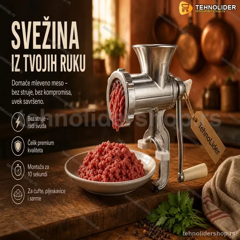 Ručna Mašina za Mlevenje Mesa – Klasična, Bez Struje Ručna Mašina za Mlevenje Mesa – Klasična, Bez Struje