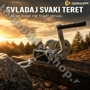 Ručno Vitlo sa Sajlom Čekrk 800lb / 365kg – Sigurno Podizanje i Povlačenje Tereta