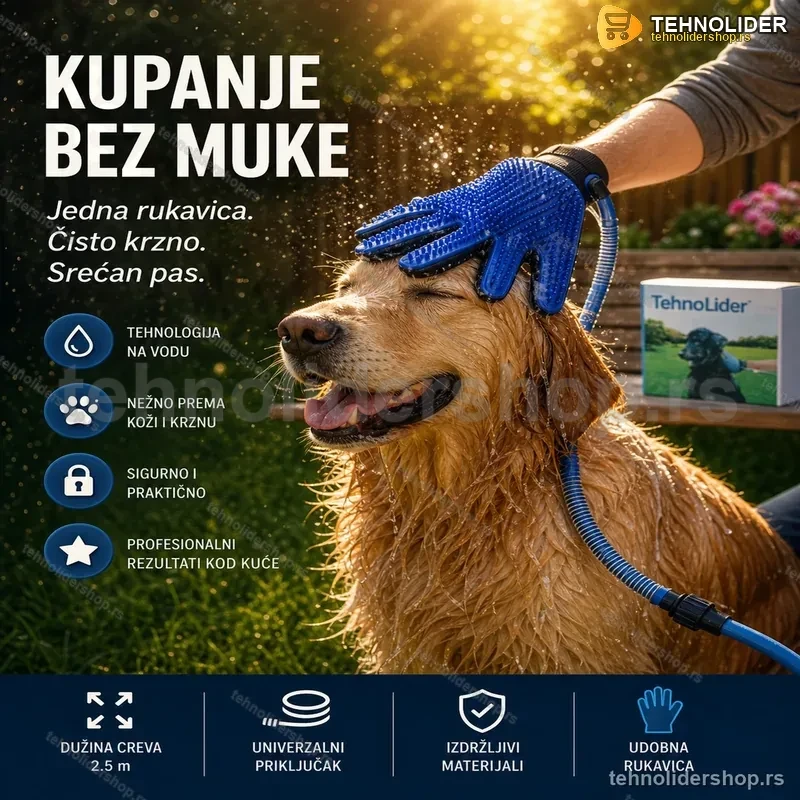 Rukavica za Kupanje i Masažu Pasa sa Ugrađenim Crevom za Vodu Rukavica za Kupanje i Masažu Pasa sa Ugrađenim Crevom za Vodu