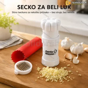 Secko za beli luk sa 16 oštrica i valjkom za guljenje