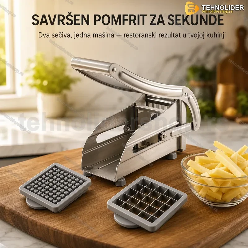 Sečko za pomfrit sa dva sečiva od nerđajućeg čelika Sečko za pomfrit sa dva sečiva od nerđajućeg čelika