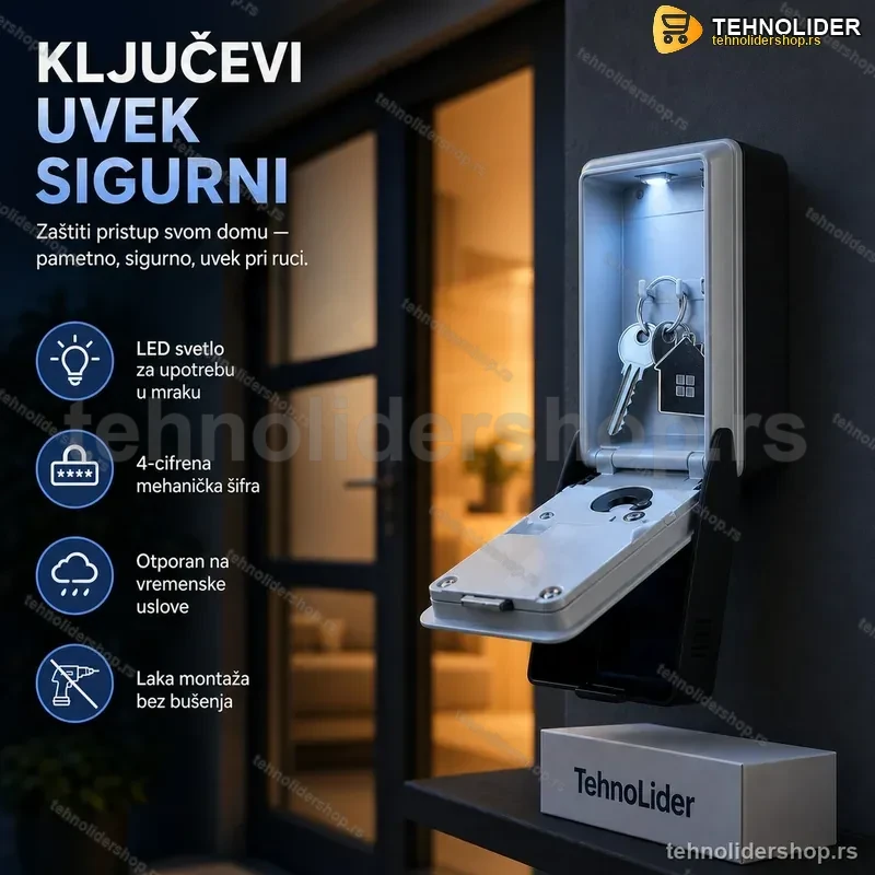 LED KeySafe Box – Zidni Sef za Ključeve sa Šifrom i LED Svetlom LED KeySafe Box – Zidni Sef za Ključeve sa Šifrom i LED Svetlom