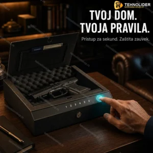 Sef za pištolj na otisak prsta — Biometrijski, čelik K235, 4L kapacitet