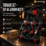 4u1 Tornado Set Alata u Koferu – Aku Bušilica, Brusilica, Odvijač i Šrafilica