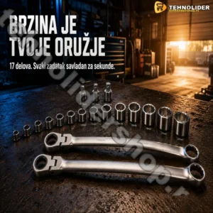 Set Brzih Ključeva sa Adapterima – 17 Delova za Brz i Precizan Rad