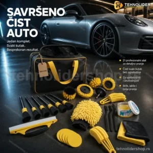 Set četki za pranje i detaljno čišćenje auta – 21 delova + torba