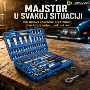 Set Gedora i Nastavaka 108 Delova – Profesionalni Alat u Koferu