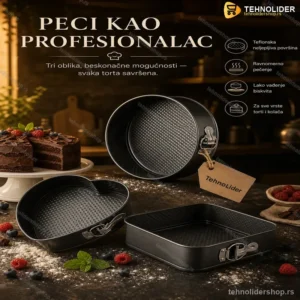 Set Kalupa za Torte – Krug, Kvadrat i Srce (3 Komada)