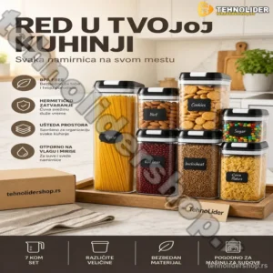 Set Kuhinjskih Organizatora za Začine i Namirnice – 7 Kom + Marker i Nalepnice Gratis