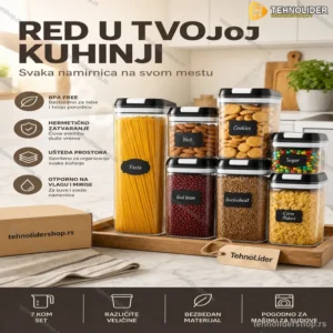 Set Kuhinjskih Organizatora za Začine i Namirnice – 7 Kom + Marker i Nalepnice Gratis