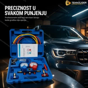 Profesionalni Set Manometara sa Crevima za Klime – Kofer