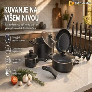 Set šerpi 13 delova sa granitnim nelepljivim premazom – za sve vrste šporeta