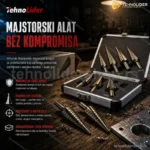 Set Stepenastih Burgija od Titanijuma – 5 komada sa Aluminijumskom Futrolom