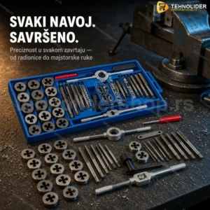 Set Ureznica i Nareznica Navoja – 40 Delova, M3–M12 i NPT