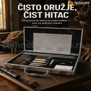 Set za čišćenje oružja u aluminijskom koferu — 25 delova