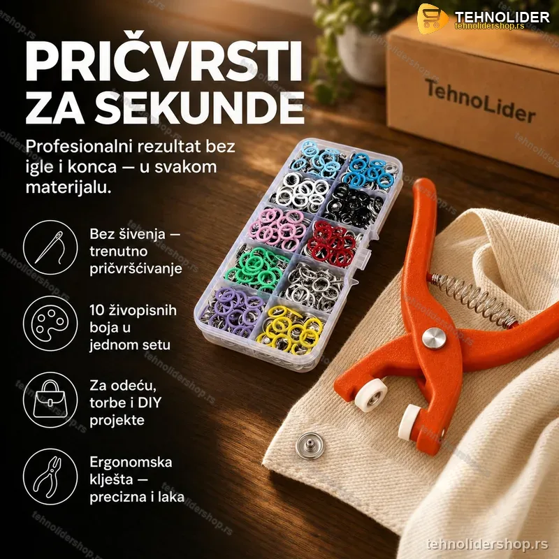 Set za Dugmad i Nitne – Alat za Brzo Pričvršćivanje bez Šivenja Set za Dugmad i Nitne – Alat za Brzo Pričvršćivanje bez Šivenja
