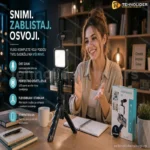Set za Snimanje Videa sa Kardioidnim Mikrofonom, LED Svetlom i Stativom
