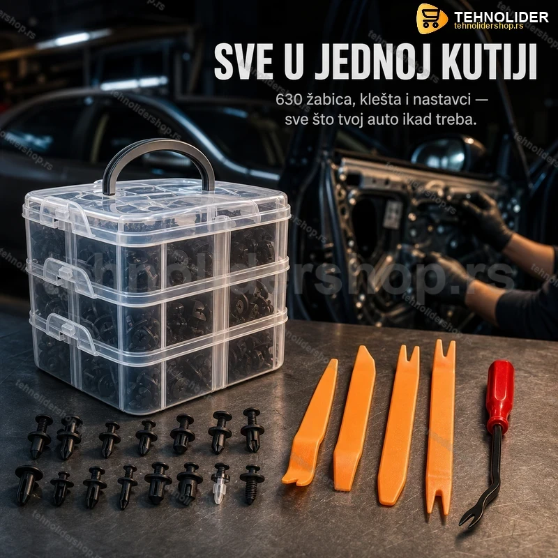 set-zabica-za-auto-630-tehnolidershop Univerzalni Set Žabica za Auto 630 Kom – Klešta i Nastavci
