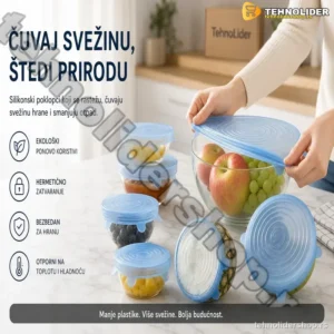 Silikonski Poklopci za Hranu – Set od 12 Rastegljivih Poklopaca