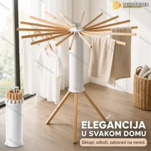 Sklopivi Stalak za Sušenje Odeće sa 16 Stubova