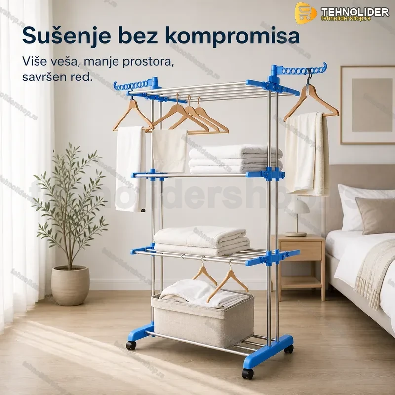Sklopivi stalak za sušenje veša sa točkićima Sklopivi stalak za sušenje veša sa točkićima