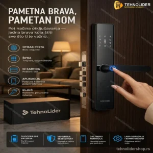 Smart Brava sa 5 Načina Otključavanja – Otisak Prsta, Šifra, Kartica, TTLock i Ključ