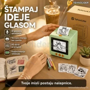 SmartPrint AI Mini Termalni Štampač Nalepnica sa Glasovnim Upravljanjem