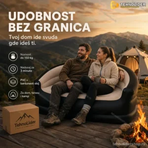 Dvostruka Sofa na Naduvavanje – PVC sa Baršunastim Slojem, 150 kg