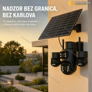 Solarna 4G kamera sa 3 objektiva i 2 solarna panela – bežični nadzor