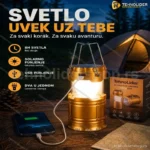 3u1 Solarna Lampa Fenjer sa Punjačem Telefona — Do 8h Svetla bez Struje