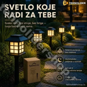 Solarne Lampe Kućice Bele – Set od 4 Komada za Baštu i Terasu