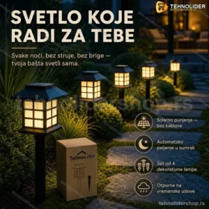 Solarne Lampe Kućice Bele – Set od 4 Komada za Baštu i Terasu