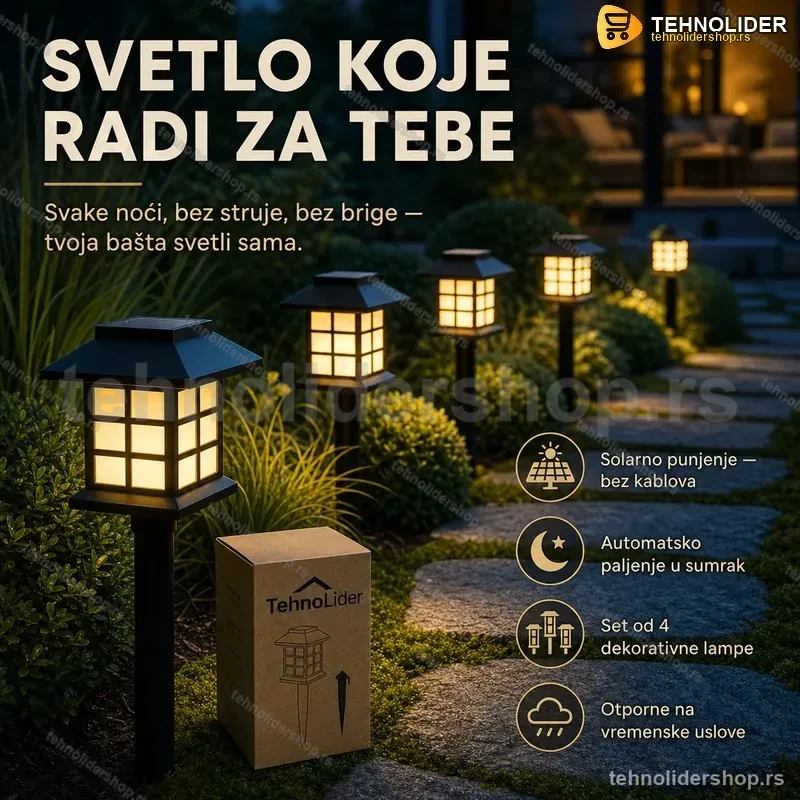 Solarne Lampe Kućice Bele – Set od 4 Komada za Baštu i Terasu Solarne Lampe Kućice Bele – Set od 4 Komada za Baštu i Terasu