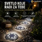 Solarne Disk Lampe Set 4 kom – 8 LED Dioda za Dvorište i Staze