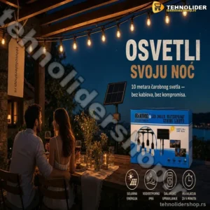 Solarni LED Niz 10m sa Daljinskim – Dekorativna Solarna Rasveta za Dvorište