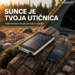 Solarni PowerBank 60000mAh sa LED Svetlom — Punjač za Telefon, Tablet i MP3