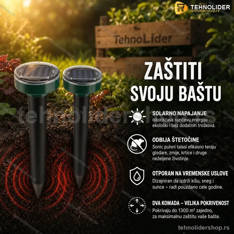 Solarni rasterivač KRTICA, ZMIJA i ostalih štetočina 2 KOMADA Solarni rasterivač KRTICA, ZMIJA i ostalih štetočina 2 KOMADA