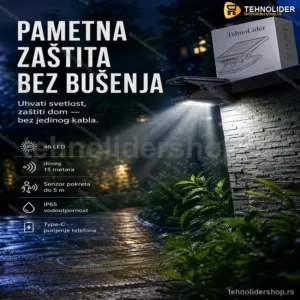 Solarni Reflektor Štipaljka – 46 LED, Senzor Pokreta i Type-C Punjenje
