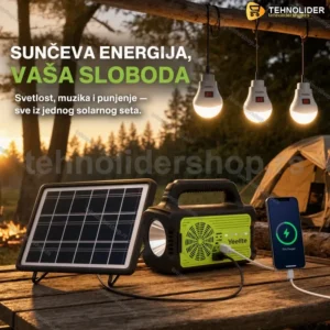 Solarni sistem sa akumulatorom +USB BT zvučnik +3 sijalice
