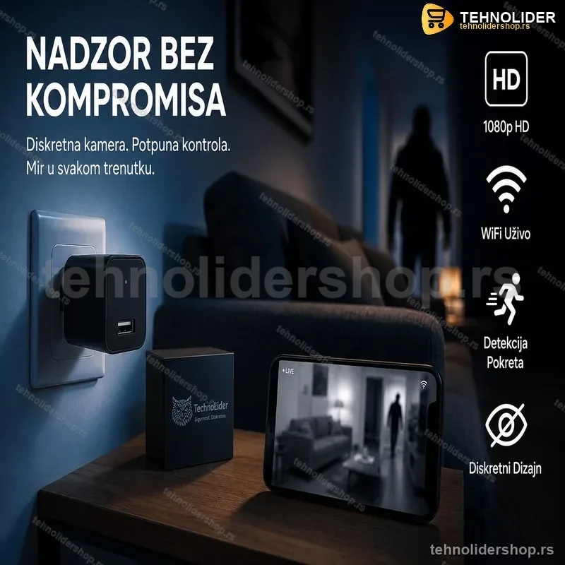 Špijunska Kamera WiFi u Obliku USB Punjača – 1080P Nadzor Špijunska Kamera WiFi u Obliku USB Punjača – 1080P Nadzor